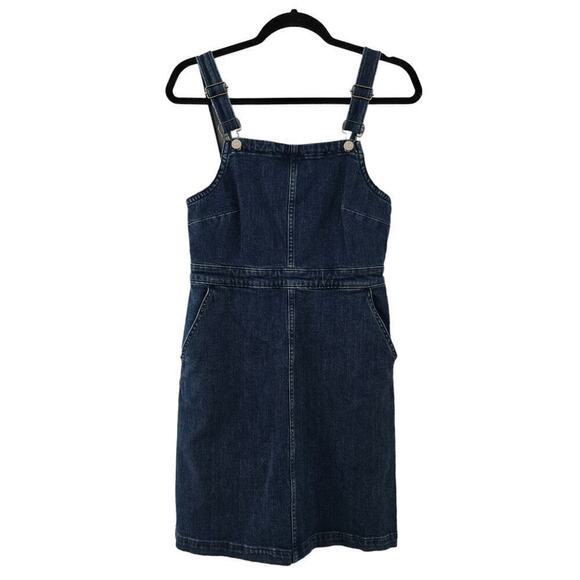 Madewell Mini Dress 4 Blue Denim Square Neck Pockets Medium Wash Sleeveless - Picture 1 of 7